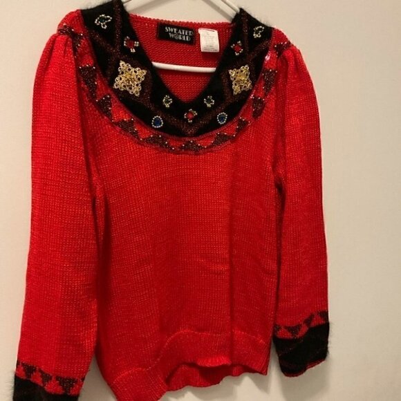 Vintage 80’s/90’s  Granny core Red Sweater - Picture 5 of 6